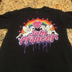 Jam Prancer black Small teeshirt unicorn rainbows